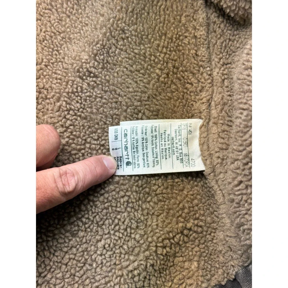 Carhartt V33 DKB Mock Neck Sherpa Lined Sandstone Duck Vest Mens Large Brown